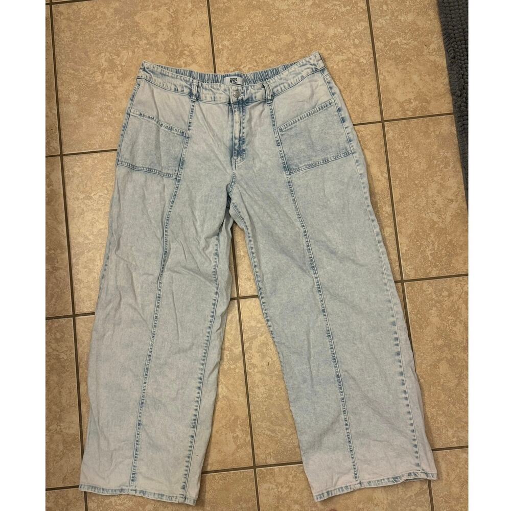 Madden NYC 38 Waist Y2K 90's‎ Style Wide Leg Jeans Light Wash Baggy Grunge